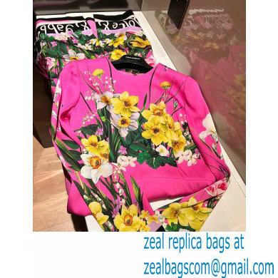 Dolce & Gabbana FUCHSIA FLOWERS PRINTED SILK DRESS 2023